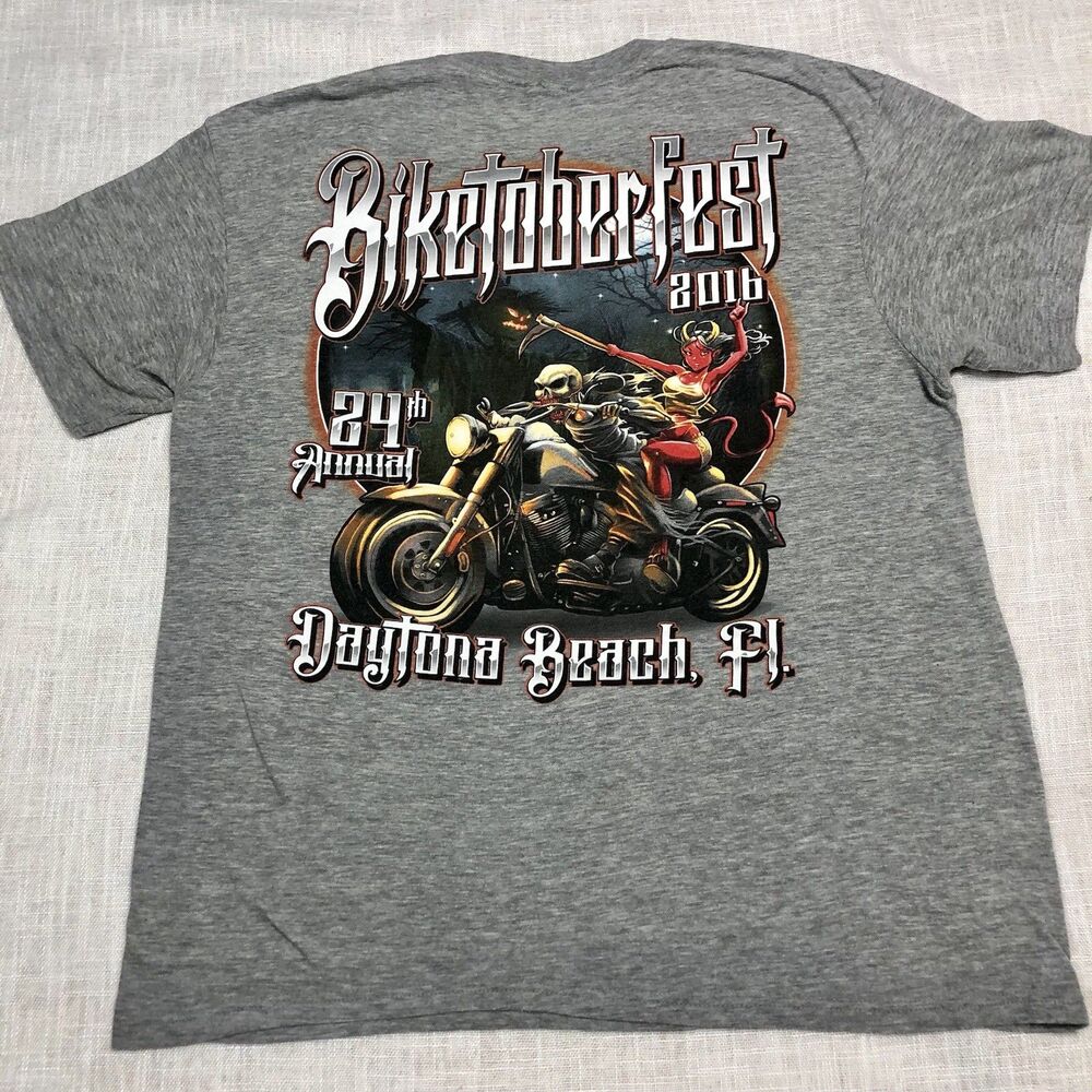 Biketoberfest Men’s Shirt XL Skeleton On Motorcycle Biker Tee Daytona Beach 2016
